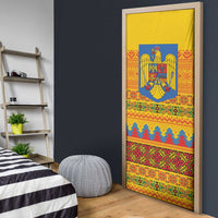 Romania Merry Christmas Door Cover Romania Emblem Traditional Folk Art - Polynesian Pride