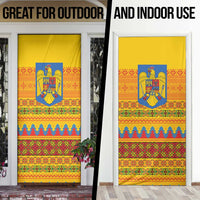 Romania Merry Christmas Door Cover Romania Emblem Traditional Folk Art - Polynesian Pride