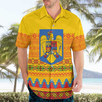 Romania Merry Christmas Hawaiian Shirt Romania Emblem Traditional Folk Art - Polynesian Pride