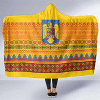 Romania Merry Christmas Hooded Blanket Romania Emblem Traditional Folk Art - Polynesian Pride