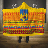 Romania Merry Christmas Hooded Blanket Romania Emblem Traditional Folk Art - Polynesian Pride