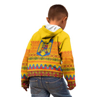 Romania Merry Christmas Kid Hoodie Romania Emblem Traditional Folk Art - Polynesian Pride