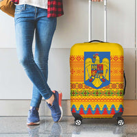 Romania Merry Christmas Luggage Cover Romania Emblem Traditional Folk Art - Polynesian Pride