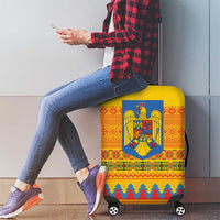 Romania Merry Christmas Luggage Cover Romania Emblem Traditional Folk Art - Polynesian Pride