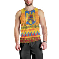 Romania Merry Christmas Men Tank Top Romania Emblem Traditional Folk Art - Polynesian Pride