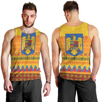 Romania Merry Christmas Men Tank Top Romania Emblem Traditional Folk Art - Polynesian Pride
