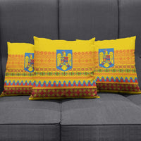 Romania Merry Christmas Pillow Cover Romania Emblem Traditional Folk Art - Polynesian Pride