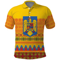 Romania Merry Christmas Polo Shirt Romania Emblem Traditional Folk Art - Polynesian Pride