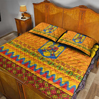 Romania Merry Christmas Quilt Bed Set Romania Emblem Traditional Folk Art - Polynesian Pride