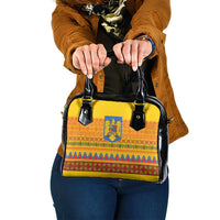 Romania Merry Christmas Shoulder Handbag Romania Emblem Traditional Folk Art - Polynesian Pride