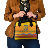 Romania Merry Christmas Shoulder Handbag Romania Emblem Traditional Folk Art - Polynesian Pride
