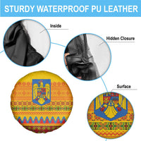 Romania Merry Christmas Spare Tire Cover Romania Emblem Traditional Folk Art - Polynesian Pride