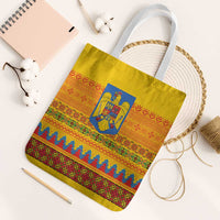 Romania Merry Christmas Tote Bag Romania Emblem Traditional Folk Art - Polynesian Pride