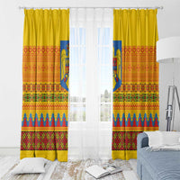 Romania Merry Christmas Window Curtain Romania Emblem Traditional Folk Art - Polynesian Pride