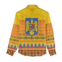 Romania Merry Christmas Women Casual Shirt Romania Emblem Traditional Folk Art - Polynesian Pride