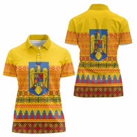 Romania Merry Christmas Women Polo Shirt Romania Emblem Traditional Folk Art - Polynesian Pride