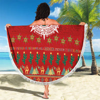 Mexico Merry Christmas Beach Blanket Mexican Cultural Emblem Xmas Style - Polynesian Pride