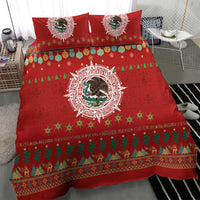 Mexico Merry Christmas Bedding Set Mexican Cultural Emblem Xmas Style - Polynesian Pride