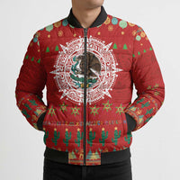 Mexico Merry Christmas Bomber Puffer Jacket Mexican Cultural Emblem Xmas Style - Polynesian Pride