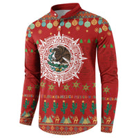 Mexico Merry Christmas Button Sweatshirt Mexican Cultural Emblem Xmas Style - Polynesian Pride