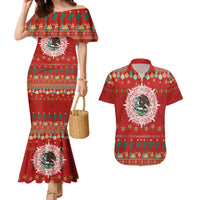 Mexico Merry Christmas Couples Matching Mermaid Dress and Hawaiian Shirt Mexican Cultural Emblem Xmas Style - Polynesian Pride