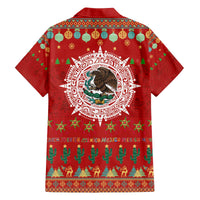 Mexico Merry Christmas Family Matching Off The Shoulder Long Sleeve Dress and Hawaiian Shirt Mexican Cultural Emblem Xmas Style - Polynesian Pride
