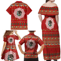 Mexico Merry Christmas Family Matching Off Shoulder Maxi Dress and Hawaiian Shirt Mexican Cultural Emblem Xmas Style - Polynesian Pride