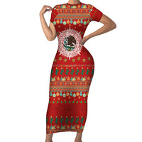 Mexico Merry Christmas Family Matching Short Sleeve Bodycon Dress and Hawaiian Shirt Mexican Cultural Emblem Xmas Style - Polynesian Pride