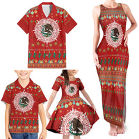 Mexico Merry Christmas Family Matching Tank Maxi Dress and Hawaiian Shirt Mexican Cultural Emblem Xmas Style - Polynesian Pride