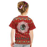 Mexico Merry Christmas Kid T Shirt Mexican Cultural Emblem Xmas Style - Polynesian Pride