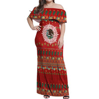 Mexico Merry Christmas Off Shoulder Maxi Dress Mexican Cultural Emblem Xmas Style - Polynesian Pride