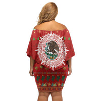 Mexico Merry Christmas Off Shoulder Short Dress Mexican Cultural Emblem Xmas Style - Polynesian Pride