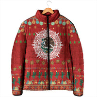 Mexico Merry Christmas Padded Jacket Mexican Cultural Emblem Xmas Style - Polynesian Pride