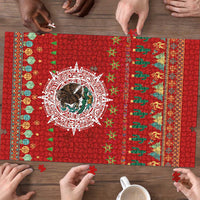 Mexico Merry Christmas Puzzle Mexican Cultural Emblem Xmas Style - Polynesian Pride