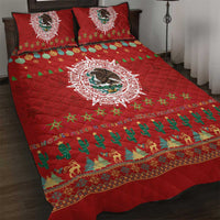Mexico Merry Christmas Quilt Bed Set Mexican Cultural Emblem Xmas Style - Polynesian Pride