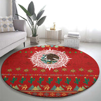 Mexico Merry Christmas Round Carpet Mexican Cultural Emblem Xmas Style - Polynesian Pride