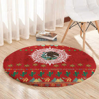 Mexico Merry Christmas Round Carpet Mexican Cultural Emblem Xmas Style - Polynesian Pride