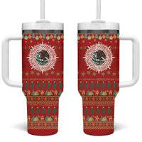 Mexico Merry Christmas Tumbler With Handle Mexican Cultural Emblem Xmas Style - Polynesian Pride