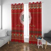 Mexico Merry Christmas Window Curtain Mexican Cultural Emblem Xmas Style - Polynesian Pride