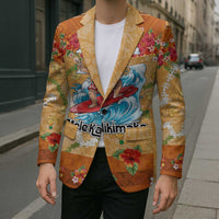 Hawaii Mele Kalikimaka Blazer Funny Santa Claus Surfing on Tropical Plants - Polynesian Pride