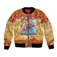 Hawaii Mele Kalikimaka Bomber Jacket Funny Santa Claus Surfing on Tropical Plants - Polynesian Pride