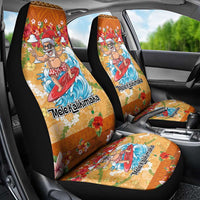 Hawaii Mele Kalikimaka Car Seat Cover Funny Santa Claus Surfing on Tropical Plants - Polynesian Pride