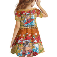 Hawaii Mele Kalikimaka Family Matching Long Sleeve Bodycon Dress and Hawaiian Shirt Funny Santa Claus Surfing on Tropical Plants - Polynesian Pride