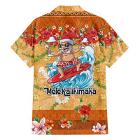 Hawaii Mele Kalikimaka Family Matching Long Sleeve Bodycon Dress and Hawaiian Shirt Funny Santa Claus Surfing on Tropical Plants - Polynesian Pride