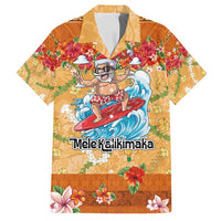 Hawaii Mele Kalikimaka Family Matching Puletasi and Hawaiian Shirt Funny Santa Claus Surfing on Tropical Plants - Polynesian Pride