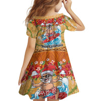 Hawaii Mele Kalikimaka Family Matching Tank Maxi Dress and Hawaiian Shirt Funny Santa Claus Surfing on Tropical Plants - Polynesian Pride