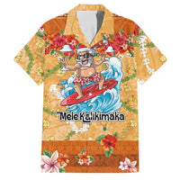 Hawaii Mele Kalikimaka Family Matching Tank Maxi Dress and Hawaiian Shirt Funny Santa Claus Surfing on Tropical Plants - Polynesian Pride