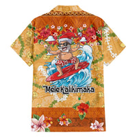 Hawaii Mele Kalikimaka Family Matching Tank Maxi Dress and Hawaiian Shirt Funny Santa Claus Surfing on Tropical Plants - Polynesian Pride