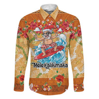 Hawaii Mele Kalikimaka Family Matching Tank Maxi Dress and Hawaiian Shirt Funny Santa Claus Surfing on Tropical Plants - Polynesian Pride