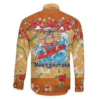 Hawaii Mele Kalikimaka Family Matching Tank Maxi Dress and Hawaiian Shirt Funny Santa Claus Surfing on Tropical Plants - Polynesian Pride